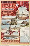 Chemins de fer de l'Est : l'Italie par le Saint-Gothard (1892), affiche.