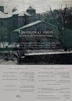 "Certitude et vérité. Le travail de Vincent Carraud", 11-12/12/2024, Sorbonne Université
