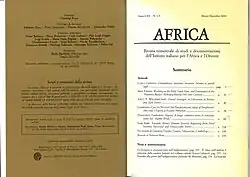 Africa: Rivista trimestrale ... Volume 65, N. 1–4. mars–décembre 2010. Table de matières.