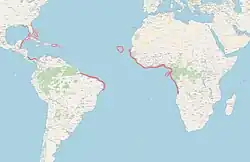 Distribution connue d'A. goreensis en mars 2024