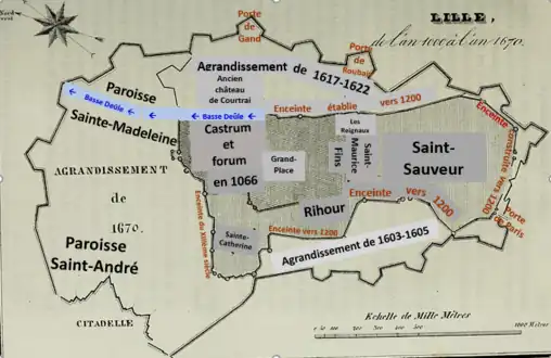Agrandissements de Lille de 1066 à 1670
