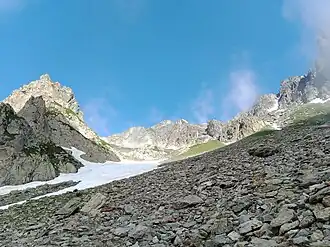 Les aiguilles de la Glière depuis la combe Lachenal au sud-est.
