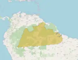 Aire de répartition d'Acarichthys heckelii d'après l'UICN (2025)