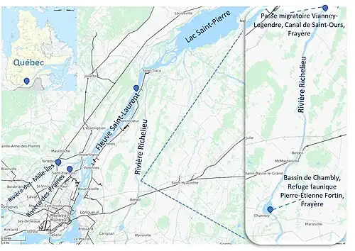 Aire de répartition du Chevalier cuivré au Québec.