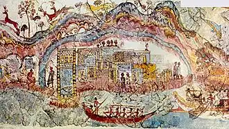 Fresque de la procession nautique d’Akrotiri (Santorin), détail, v. 1650-1500 av. J.-C.