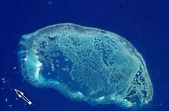 L'atoll Alacranes vu de l'ISS