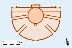 Dessin en couleurs d'un théâtre antique