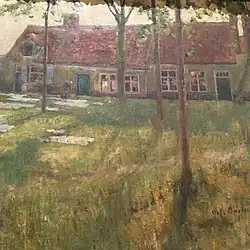 Ferme flamande, le soir, huile sur toile, Musée Baron-Martin.