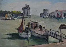 Port de La Rochelle, huile sur papier
