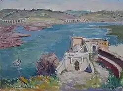 Port de Rabat, huile sur papier