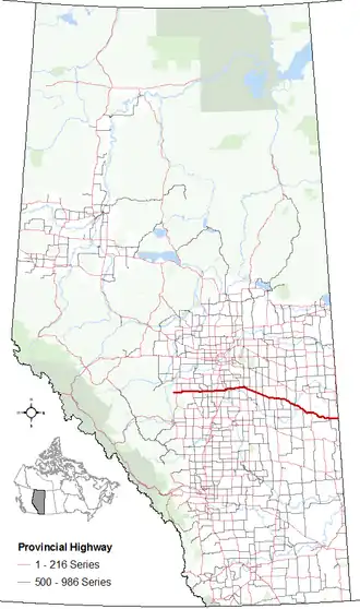 Carte de la Route 13 (Alberta).