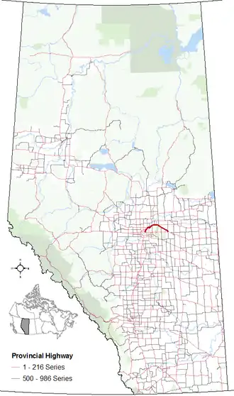 Carte de la Route 15 (Alberta).