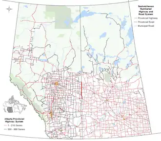 Carte de la Route 3 (Alberta).