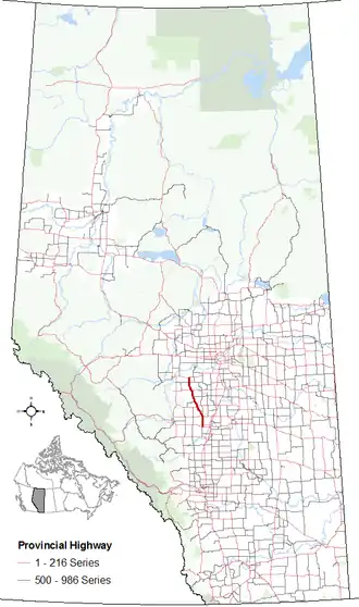 Carte de la Route 20 (Alberta).