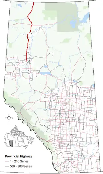 Carte de la Route 35 (Alberta).