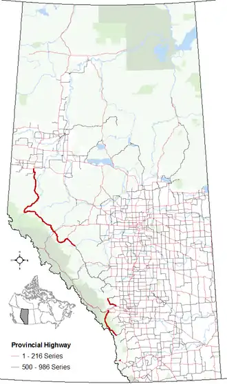 Carte de la Route 40 (Alberta).