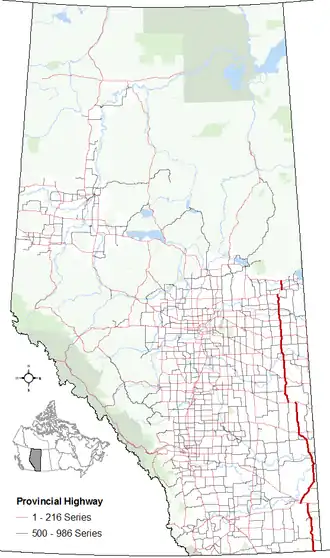 Carte de la Route 41 (Alberta).