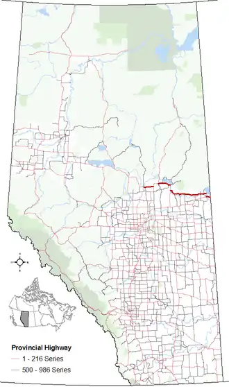 Carte de la Route 55 (Alberta).