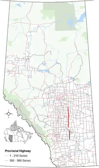Carte de la Route 56 (Alberta).