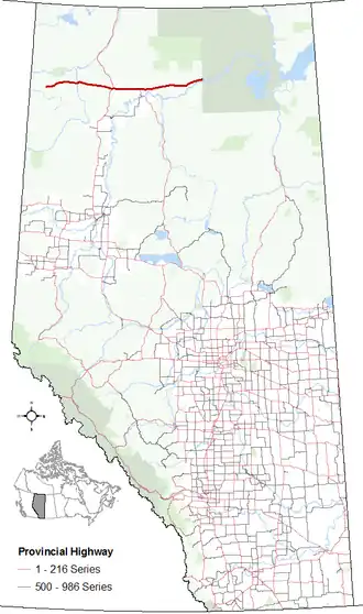 Carte de la Route 58 (Alberta).