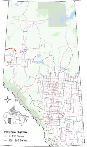 Carte de la Route 64 (Alberta).