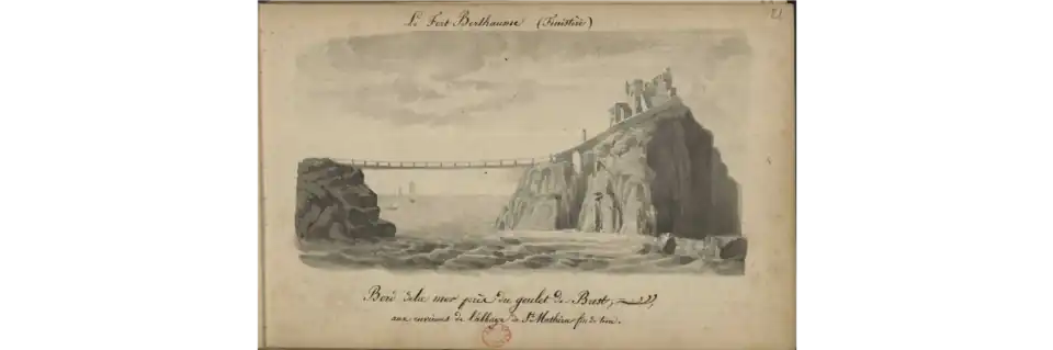 Fort de Bertheaume (Finistère), Juillet 1850Encre par Désiré Monnier