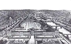 Vue vers l'Est (Tuileries au premier plan).