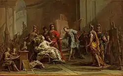 Alexandre donne sa maîtresse Campaspe à Apelle, ou La Peinture, Jean II Restout (XVIIIe siècle).