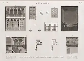 Plans, coupes, élévations et détails de menuiserie d'une maison turque