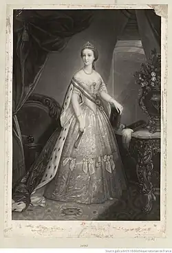 Eugénie Impératrice des Français, manière noire originale de Cornilliet (1853, Bibliothèque nationale de France).