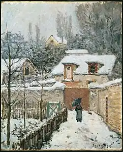 Le Chemin de l'Étarché sous la neige à Louveciennes, 1874 (D. 146), 55.9 x 45.7 cm, Phillips Collection.