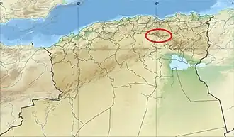 Localisation des monts du Hodna en Algérie.