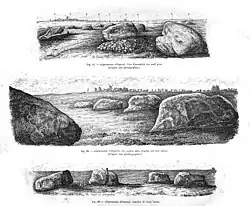 Alignement mégalithique sur le plateau.