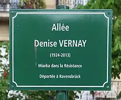 Plaque de l'allée Denise-Vernay, Paris 6e