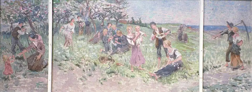 Le Printemps de la vie (1909), triptyque, Stockholm, école Katarina.