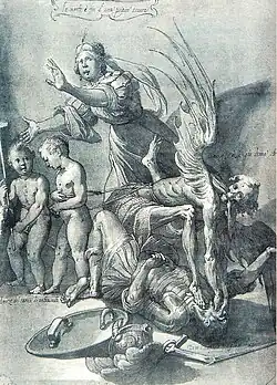 Allégorie de la Mort du guerrier, dessin, New York, Morgan Library and Museum.