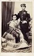 Officier italien avec une dame, vers 1880.