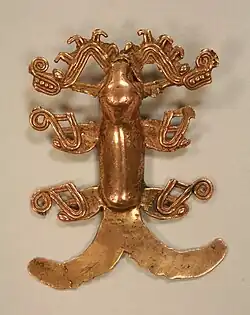 Pendentif alligator. Chiriqui, Or moulé. XIe – XVIe siècle. Met
