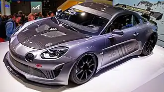 Alpine A110 GT4 en exposition au Paris Motor Show 2018.