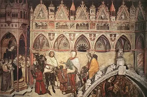 Altichiero. Présentation du chevalier de la famille Cavalli à la Vierge. Fresque. Avant 1384. Vérone. Sant'Anastasia