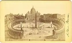 Vue de la place et de la basilique Saint-Pierre, datant de 1874
