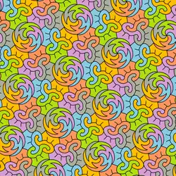 Tessellation Yes, ambigramme à 6 directions, symétrique par rotation de 60 degrés, créé à partir d'un pentagone.