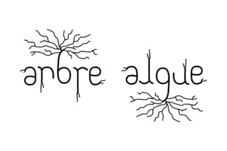 Calligramme Arbre / Algue, réversible à 180 degrés.