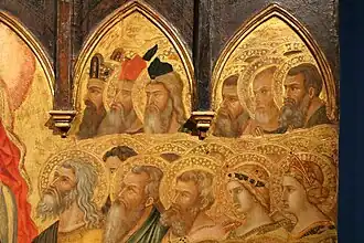 Trois évangélistes et autres personnages