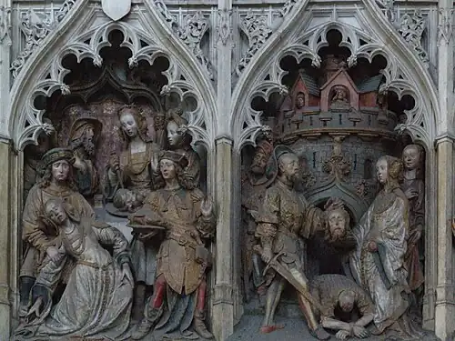 La tête de Baptiste apportée à la table d'Hérodiade après sa décapitation.
