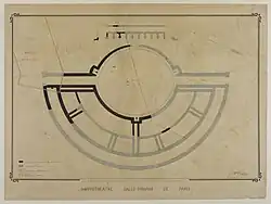 Restitution des anciennes arènes de Lutèce par Théodore Vacquer (dessin, 1871).