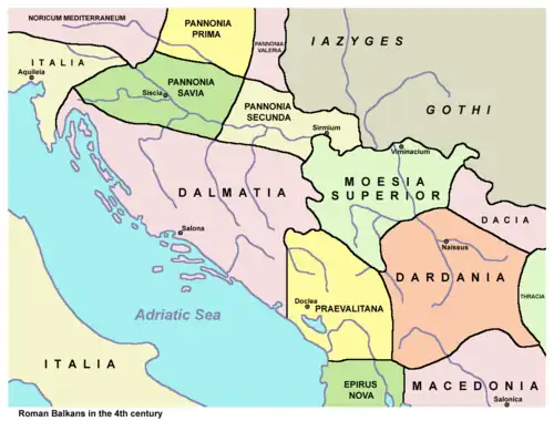 La Mésie supérieure au milieu du IVe&nbsp;siècle.