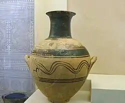 Amphore cinéraire attique Protogéométrique, au cheval. Xe siècle. Musée archéologique du Céramique