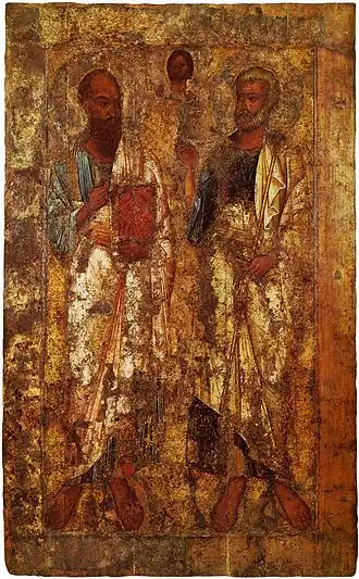 Apôtres Pierre et Paul à Novgorod. Milieu du XIe&nbsp;siècle. Musée-réserve de Novgorod.
