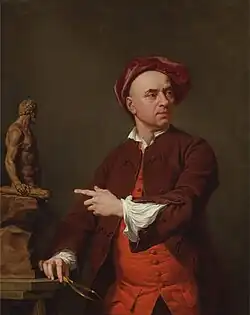 John Michael Rysbrack travaillant à sa statue d'Hercule